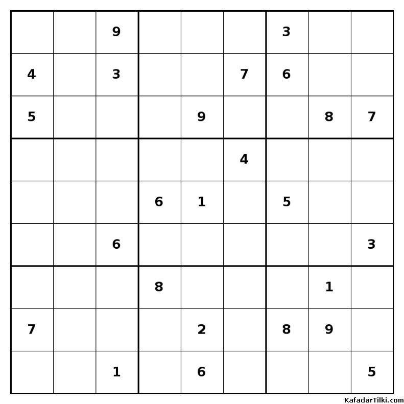 Çok Zor Sudoku, Kitap 34, 9. sayfa – yazdırılabilir PDF
