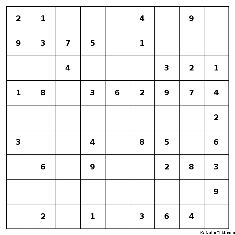 Kolay Sudoku, Kitap 20, 9. sayfa – yazdırılabilir PDF