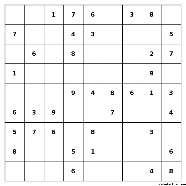 Kolay Sudoku, Kitap 21, 9. sayfa – yazdırılabilir PDF