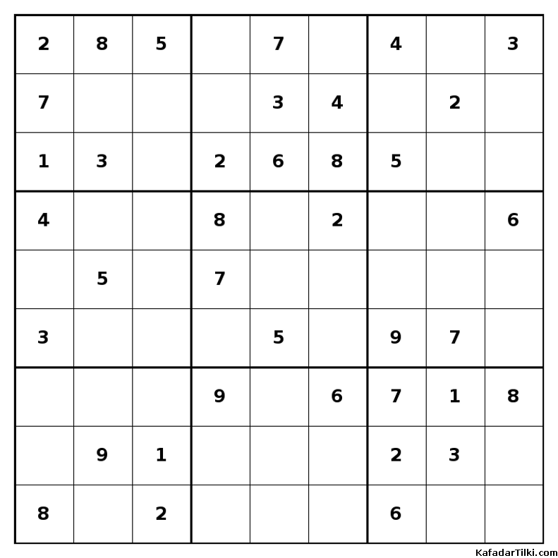 Kolay Sudoku, Kitap 21, 10. sayfa – yazdırılabilir PDF