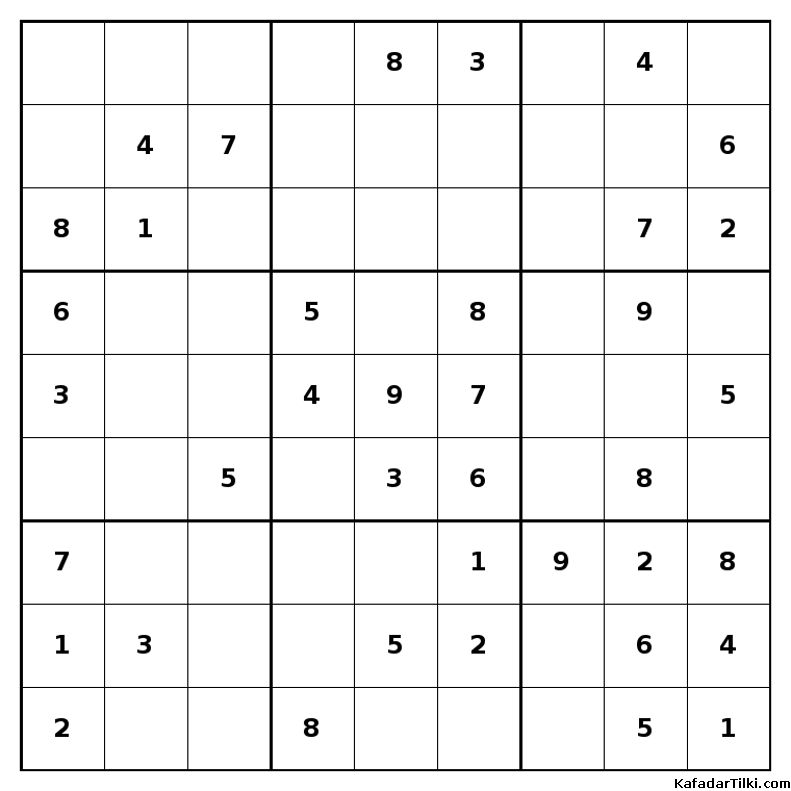 Kolay Sudoku, Kitap 22, 8. sayfa – yazdırılabilir PDF