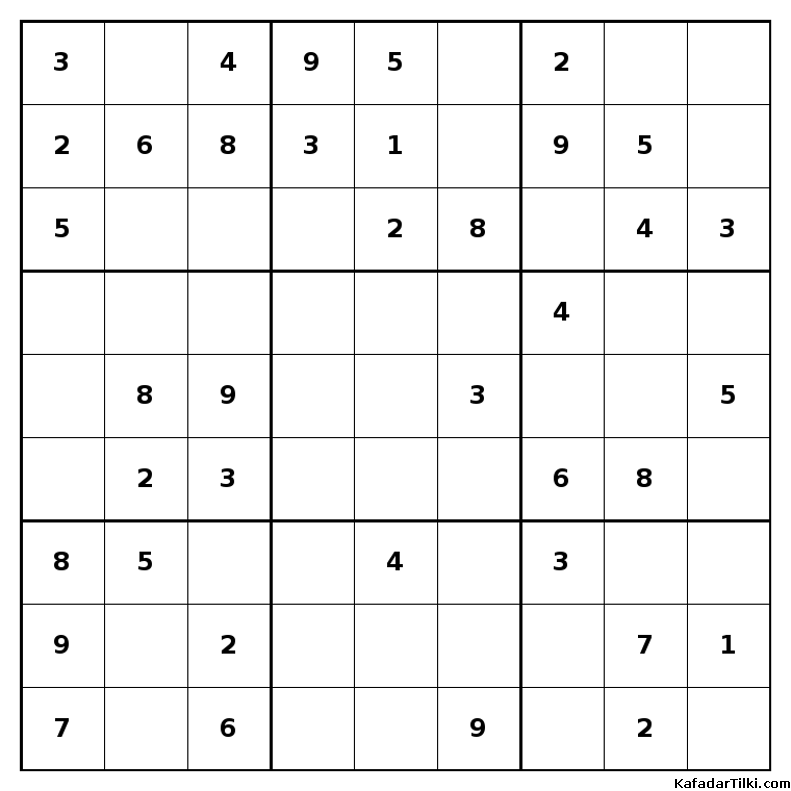 Kolay Sudoku, Kitap 23, 6. sayfa – yazdırılabilir PDF