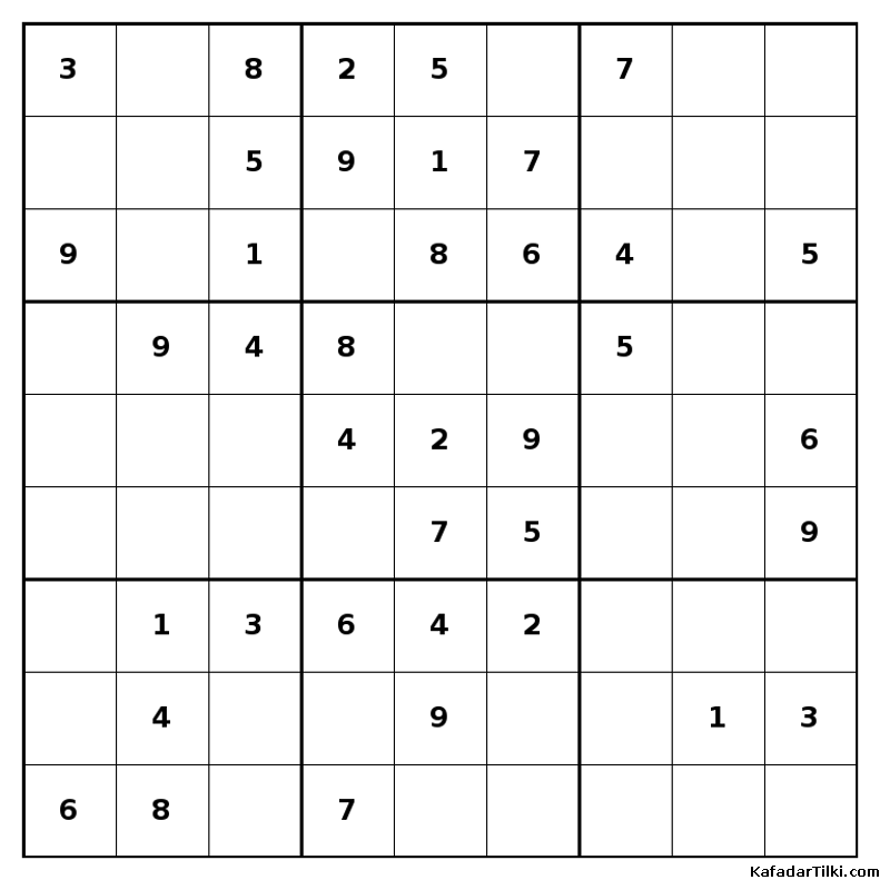 Kolay Sudoku, Kitap 25, 8. sayfa – yazdırılabilir PDF