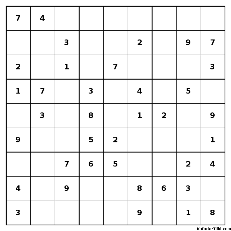 Kolay Sudoku, Kitap 25, 9. sayfa – yazdırılabilir PDF