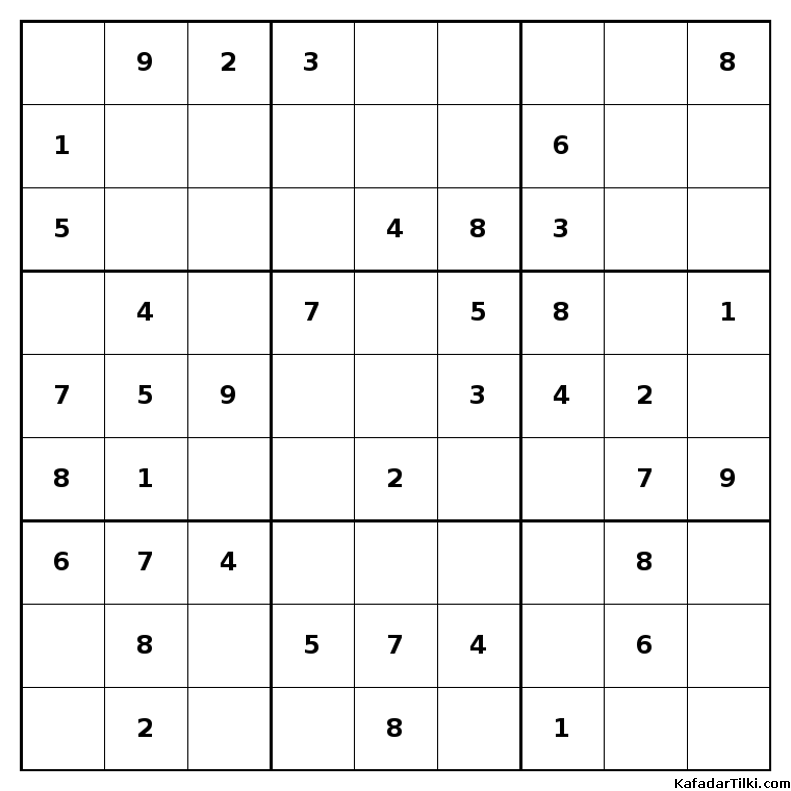 Kolay Sudoku, Kitap 25, 10. sayfa – yazdırılabilir PDF