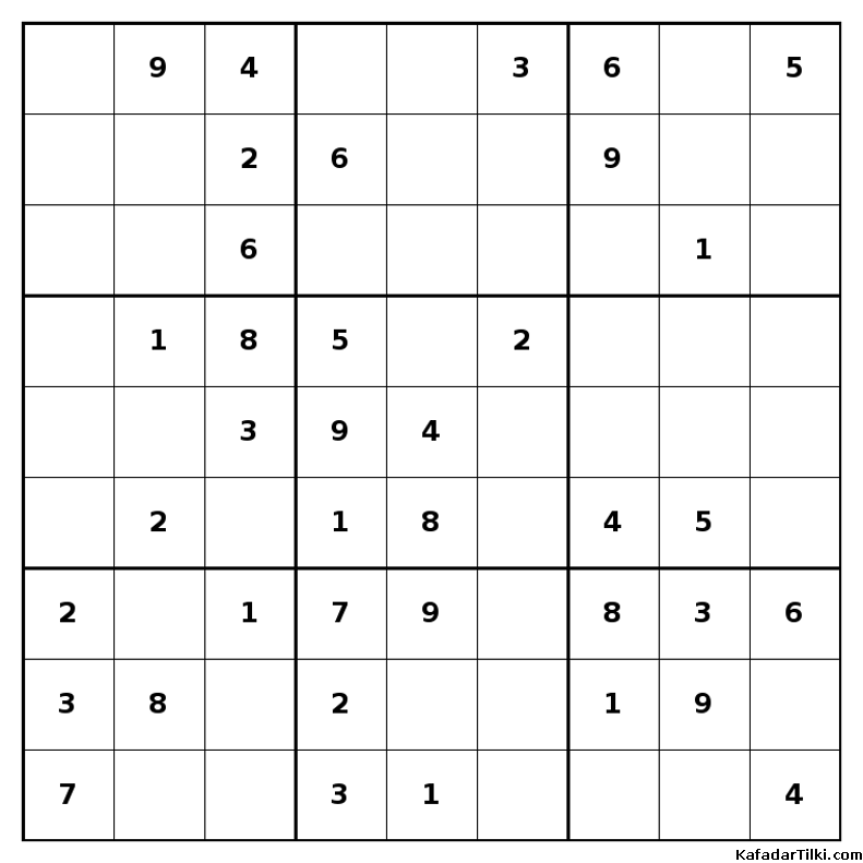 Kolay Sudoku, Kitap 28, 1. sayfa – yazdırılabilir PDF