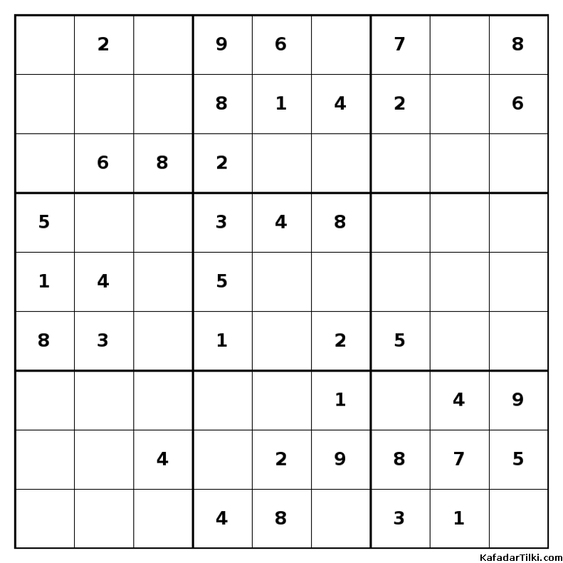 Kolay Sudoku, Kitap 30, 1. sayfa – yazdırılabilir PDF