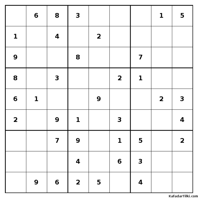 Kolay Sudoku, Kitap 30, 9. sayfa – yazdırılabilir PDF